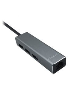 Hub USB 3.0 Aisens A106-0401/ 3xUSB/ 1xRJ45/ Gris