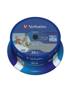 Blue-Ray BD-R Verbatim 43811 Imprimible 6X/ Tarrina-25uds