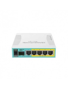 Routerboard SIN WIFI, 800MHz, 128MB RAM, x5 puertos Gb POE, x1 SFP. RouterOS. Level 4.