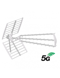 Antena UHF G-MAX, 5G pasiva. 17dB. C48. D/A 28dB. Triplex. Color blanco