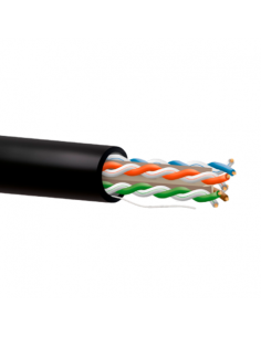 Cable CAT6 UTP, Cobre, CPR-FCA,24AWG, 0.51mm, Polietileno (Exterior), negro. Bobina 305mts