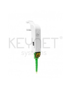 Adaptador 90º con fijación para mecanismos Keystone evitando daños en el cable de fibra óptica. Incluye adaptador SC/APC antipo