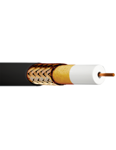Cable coaxial de diámetro 6,8mm. 96 hilos. Conductor CU 1,13mm. Apantallamiento 85dB. Clase A. Atenuación: 17,4dB (862MHz) / 28